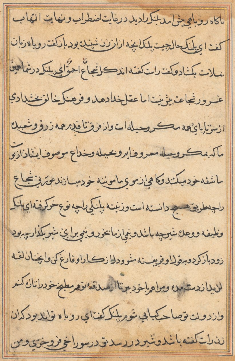 Oldal a Papagáj meséiből Tuti-nama: szövegoldal, c. 1560. alkotó: Unbekannt