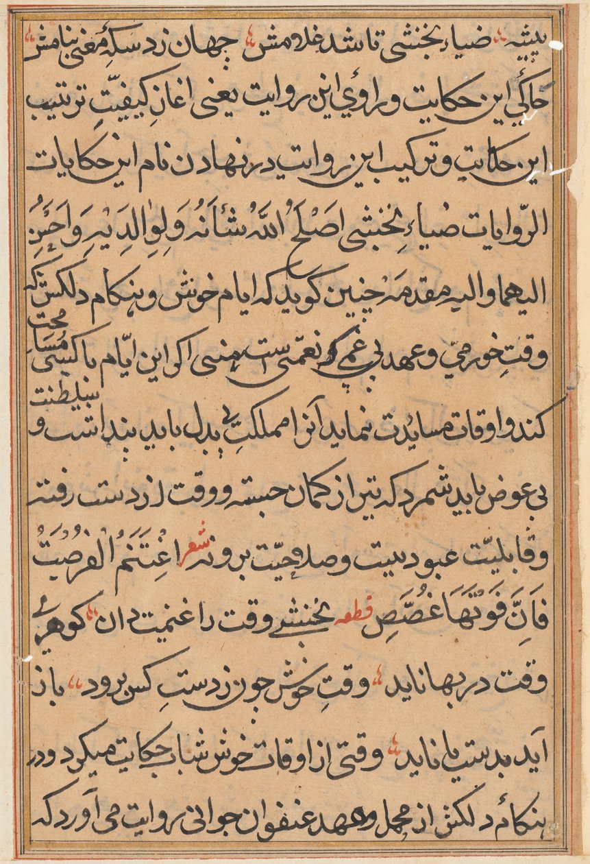 Oldal a Papagáj meséiből Tuti-nama: szövegoldal, c. 1560. alkotó: Unbekannt