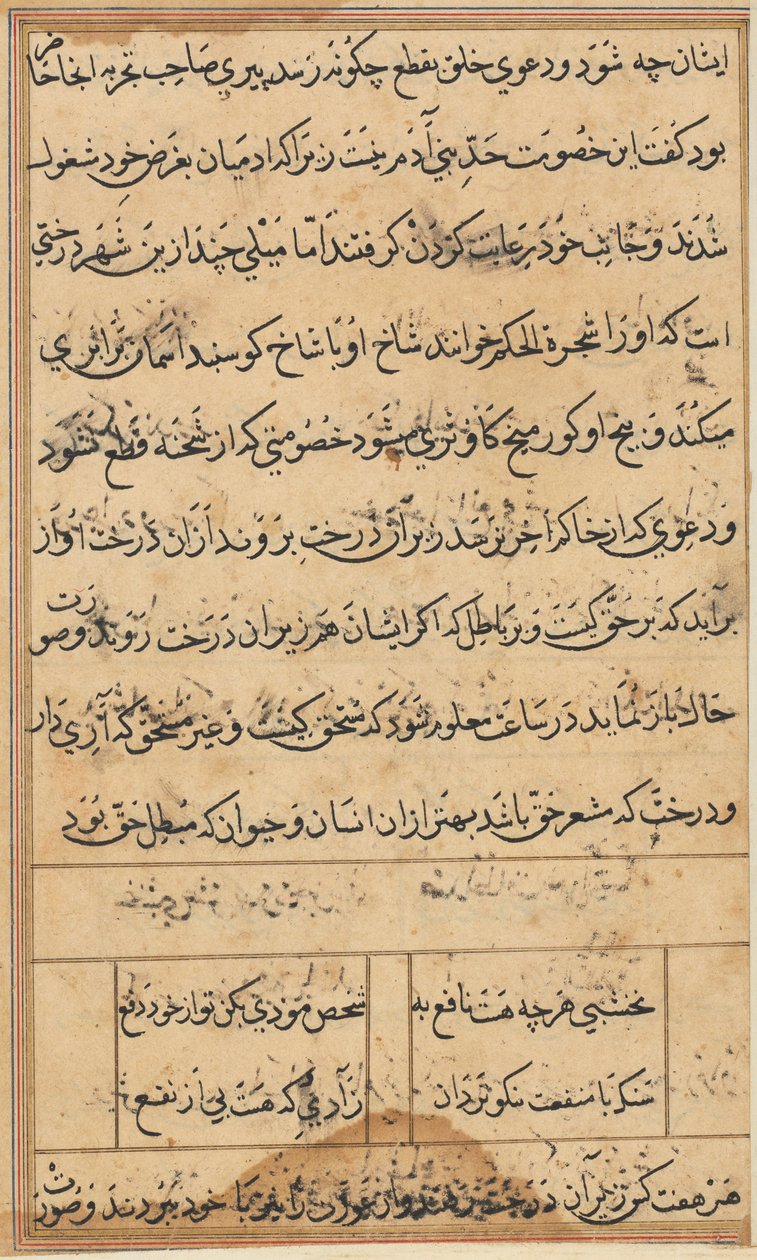 Oldal a Papagáj meséiből Tuti-nama: szövegoldal, c. 1560. alkotó: Unbekannt