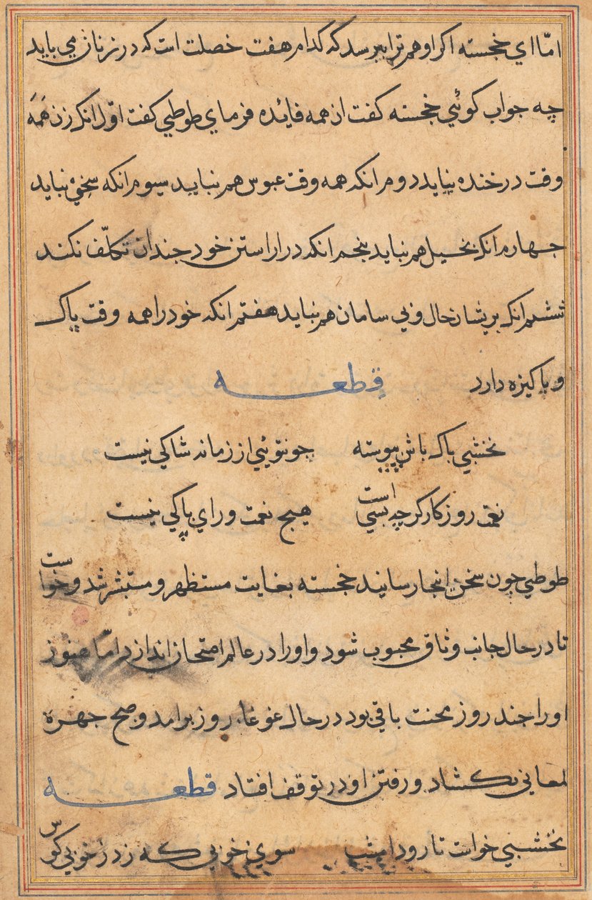 Oldal a Papagáj meséiből Tuti-nama: szövegoldal, c. 1560. alkotó: Unbekannt