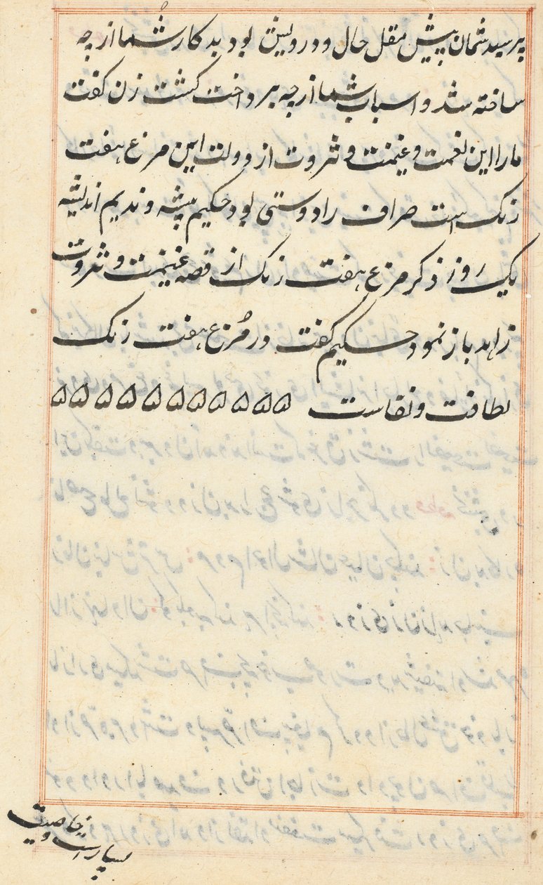 Oldal a Papagáj meséiből Tuti-nama: szövegoldal, c. 1560. alkotó: Unbekannt