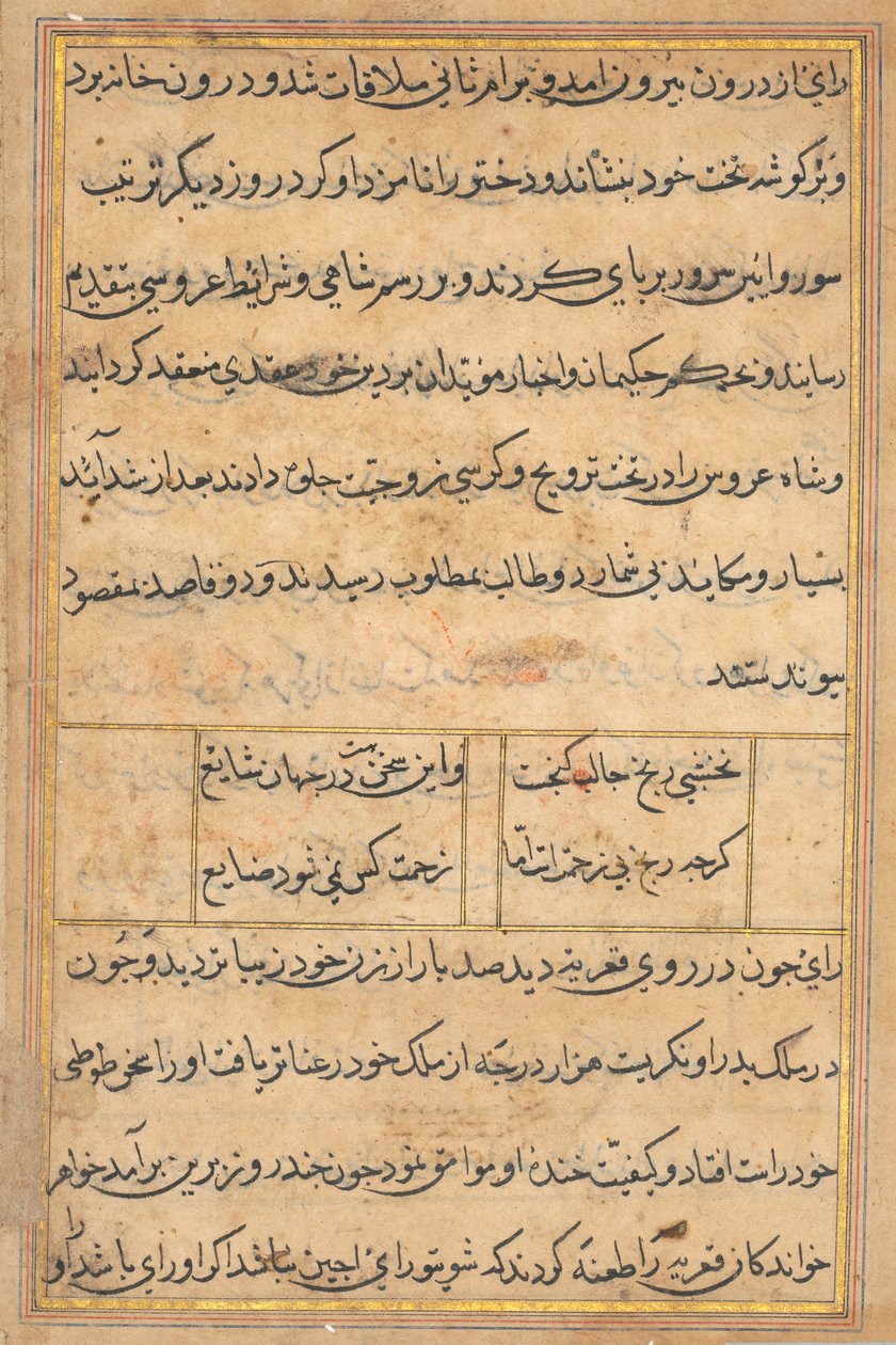 Oldal a Papagáj meséiből Tuti-nama: szövegoldal, c. 1560. alkotó: Unbekannt