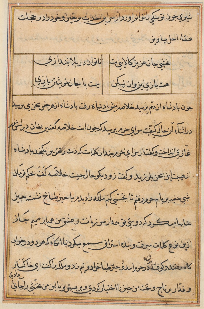 Oldal a Papagáj meséiből Tuti-nama: szövegoldal, c. 1560. alkotó: Unbekannt
