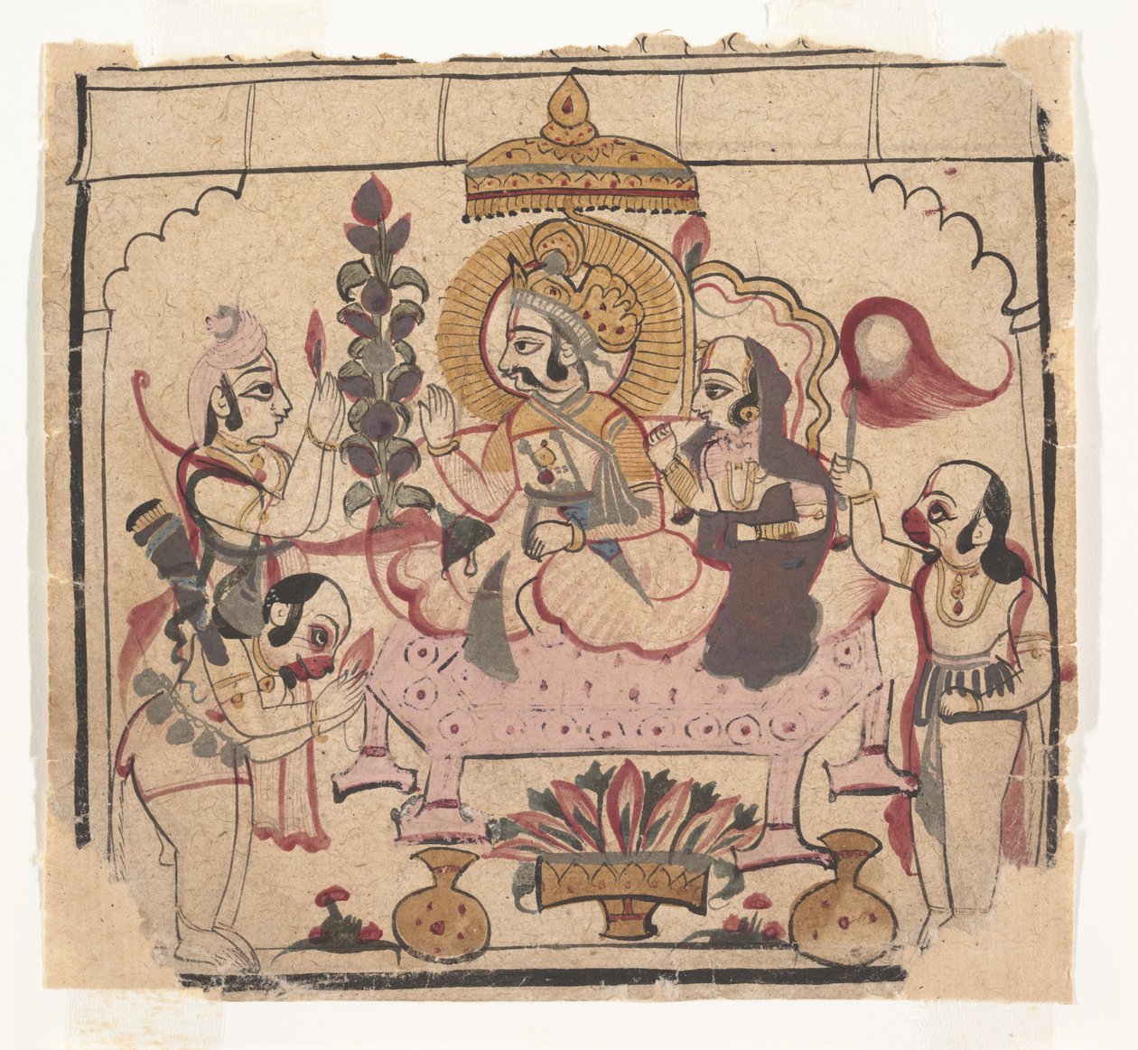 Oldal egy szétszórt Ramayana: Story of Rama, kb. 18. század közepe. alkotó: Unbekannt