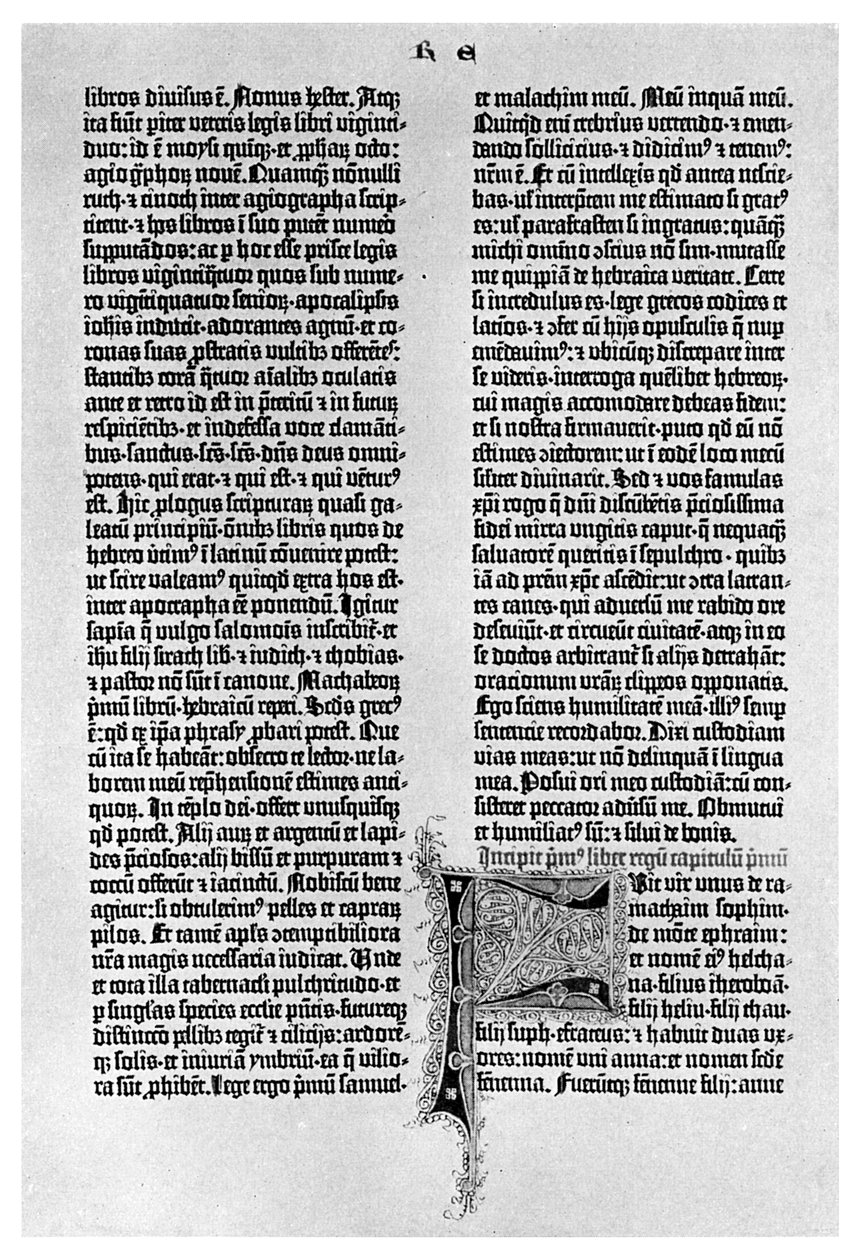 Oldal egy Gutenberg-bibliából, c1455 1956 alkotó: Unbekannt