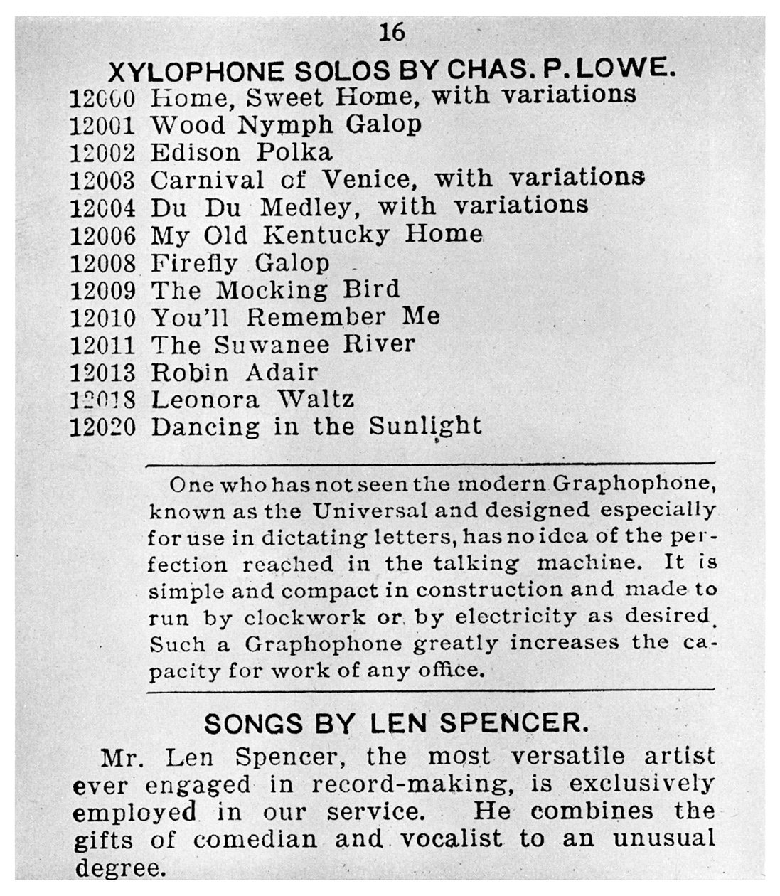 Oldal az első kolumbiai gramofonkatalógusból, 1898 1956 alkotó: Unbekannt