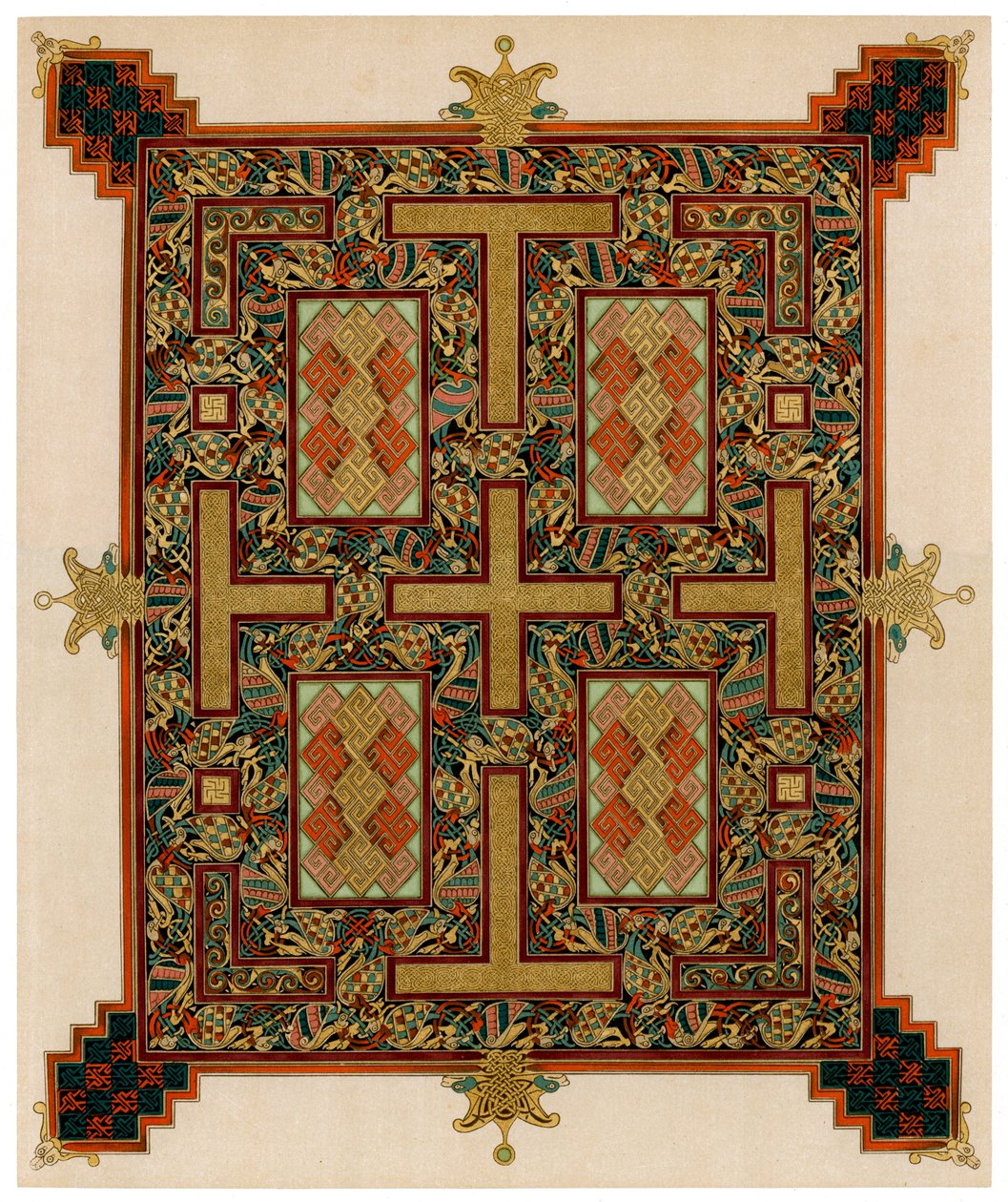 Oldal a Lindisfarne-evangéliumokból, i.sz. 710-721 alkotó: Unbekannt