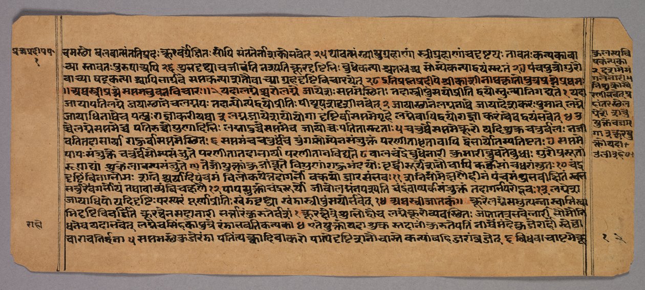 Oldal a Prasnapradipa-ból, egy hindu asztrológiai szövegből, c. 1700-as évek. alkotó: Unbekannt