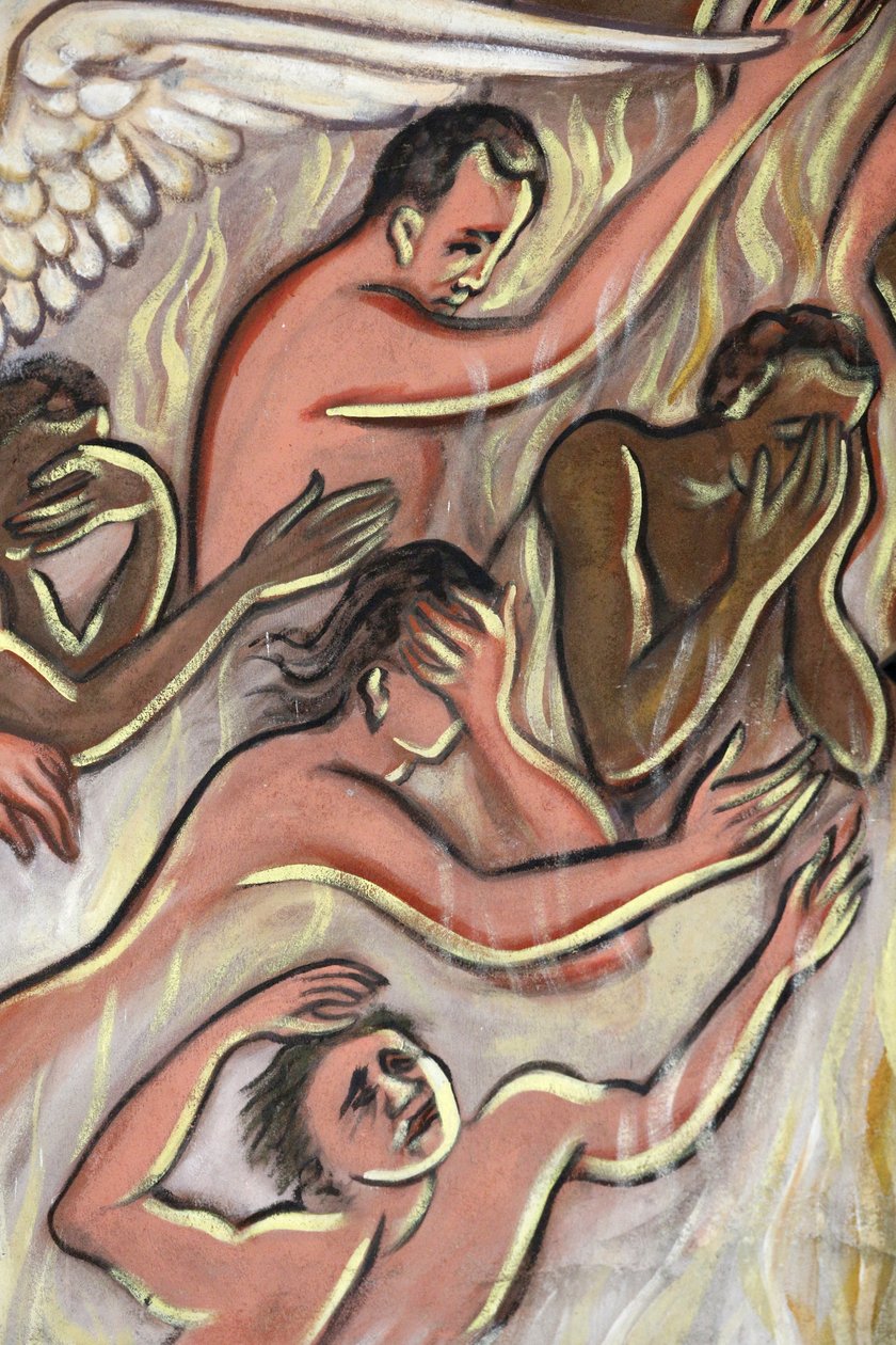 Festmény. Az utolsó ítélet. A pokolba, Aneho, Togo alkotó: Unbekannt