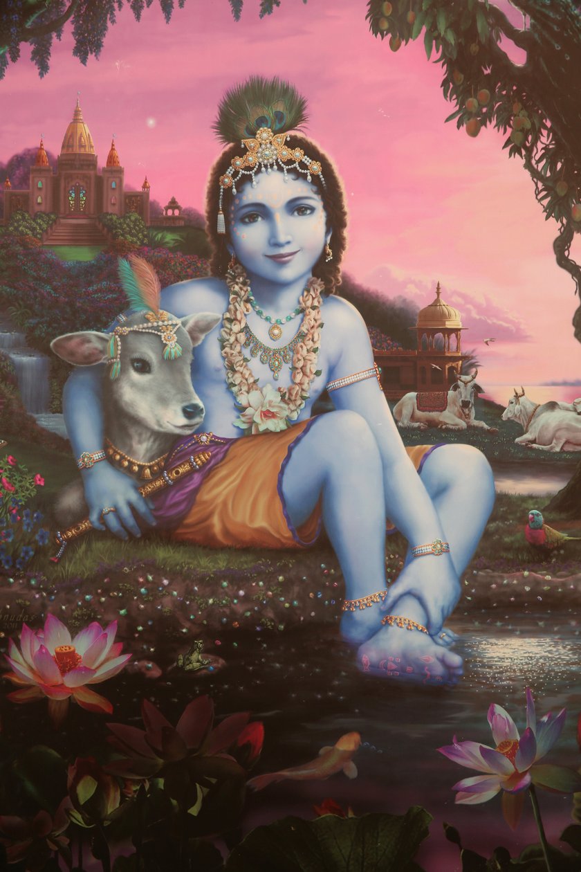 Krsna hindu istent gyermekként ábrázoló festmény. India alkotó: Unbekannt
