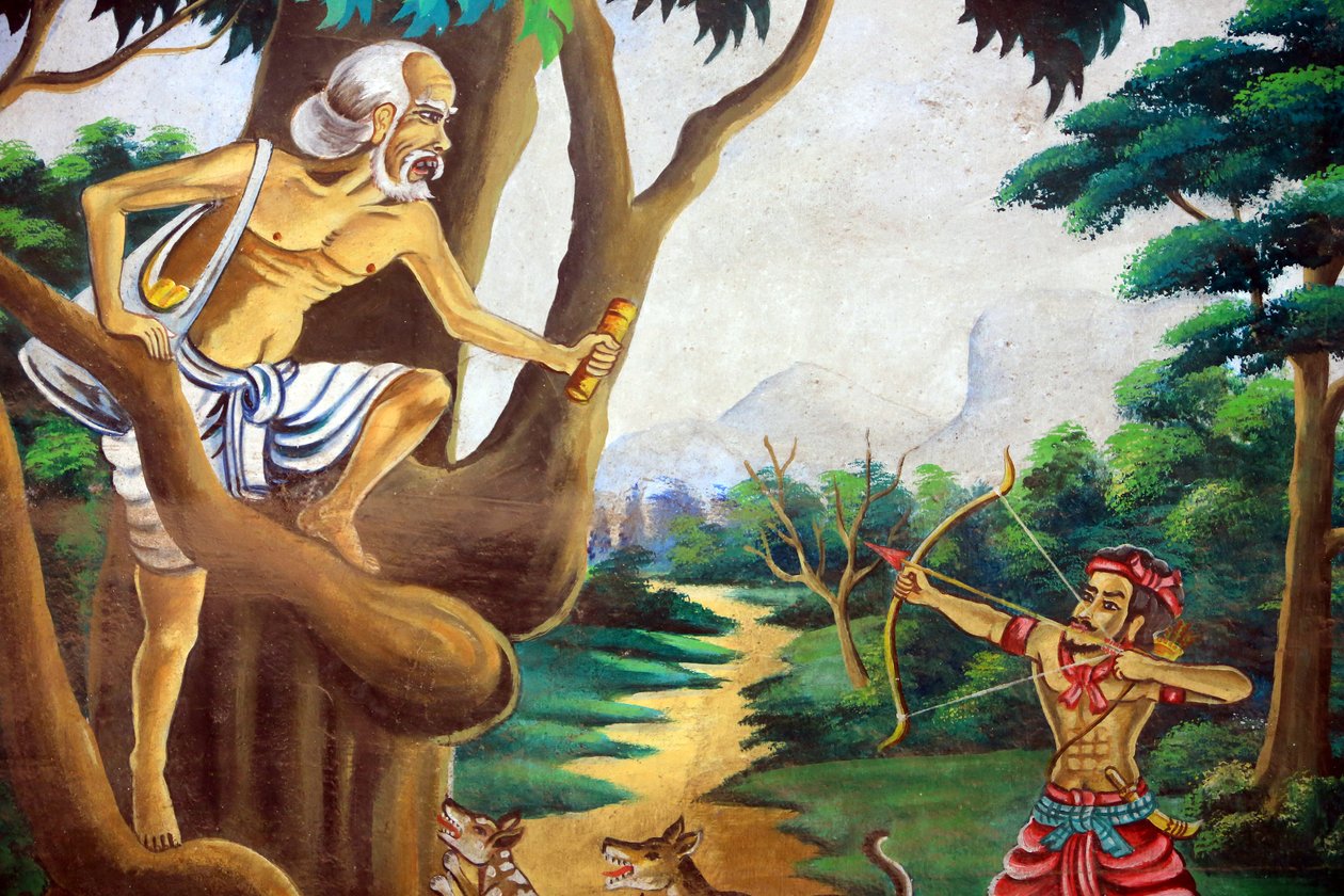 Sákjamuni Buddha élettörténetét ábrázoló festmény. Wat Naxai. Vientiane. Laosz, 20151106, Vientiane, Laosz alkotó: Unbekannt