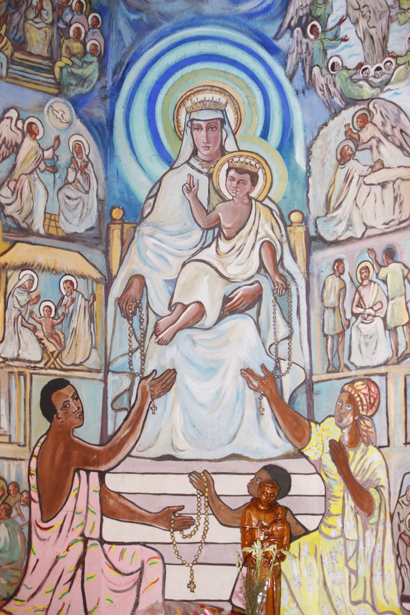 Festmény a lome-i katedrálisban: Szűz és gyermek, Lome, Togo alkotó: Unbekannt
