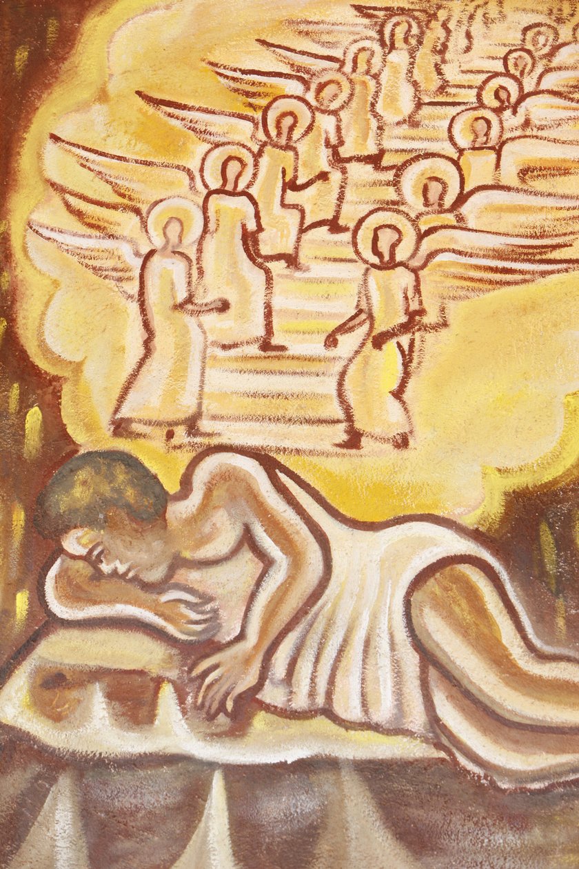 Festmény a togói Boldogasszony templomban: Jákob létra, Togoville, Togo alkotó: Unbekannt