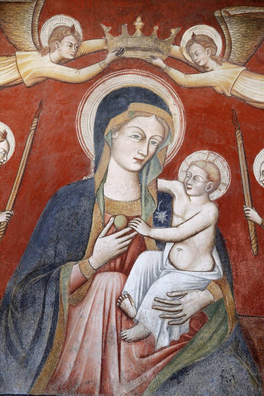 Festmény a Santa Caterina bazilikában, Galatina, Puglia: Angyalok koronázzák Máriát, kezében Jézus, Galatina, Olaszország alkotó: Unbekannt