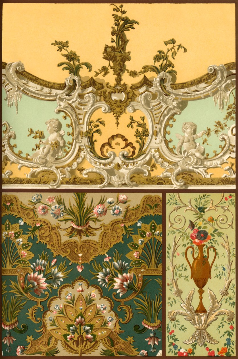 Festészet, bőrszőnyeg, stukkódíszek, Franciaország és Németország, 17. és 18. század, 1898. alkotó: Unbekannt