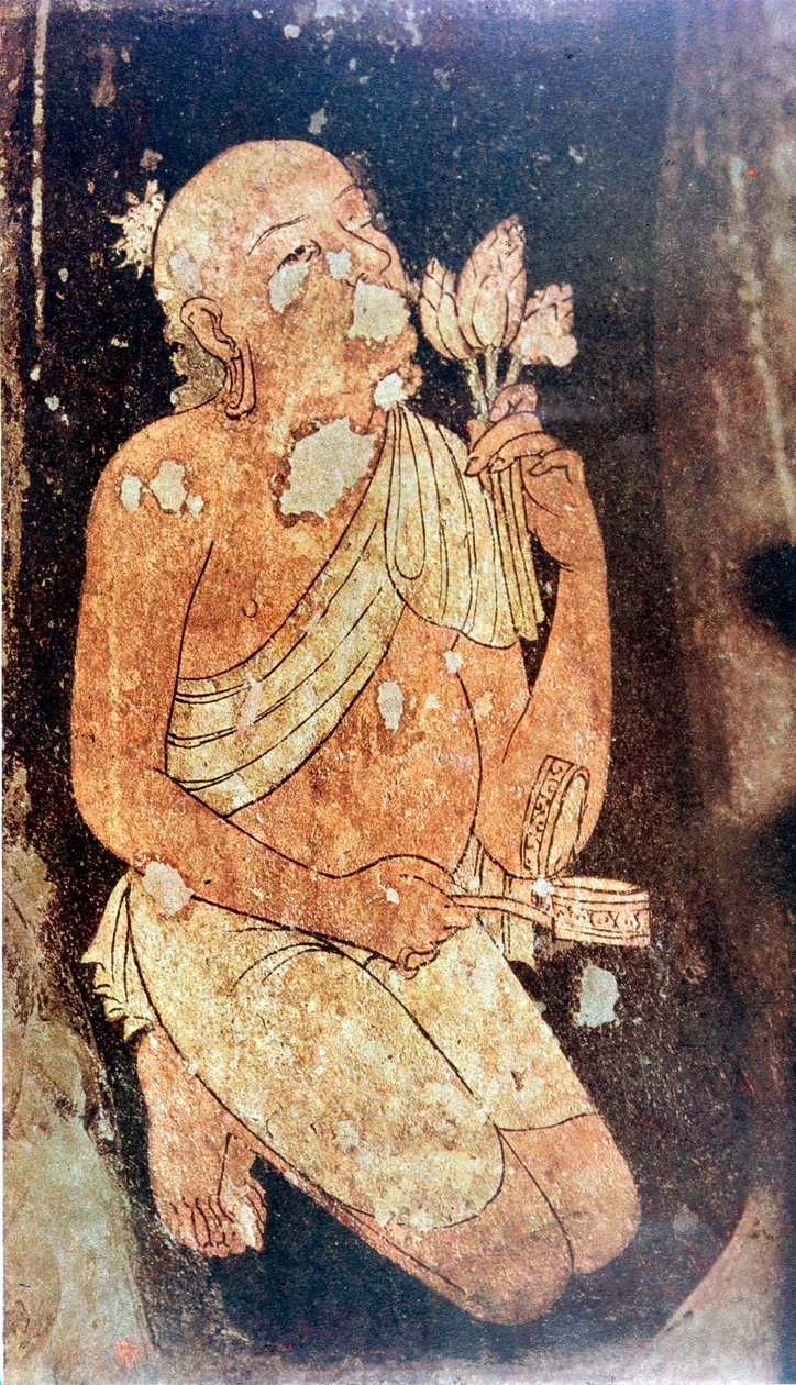 Buddhista szerzetes festménye az Ajanta barlangtemplomokból, India, 5-6. század alkotó: Unbekannt