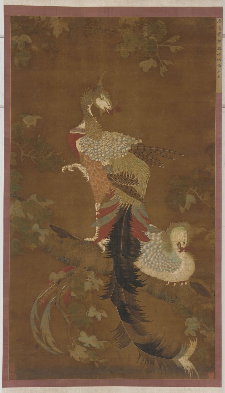 Phoenixes pár Paulownia fán, Ming-dinasztia, 16. század. alkotó: Unbekannt
