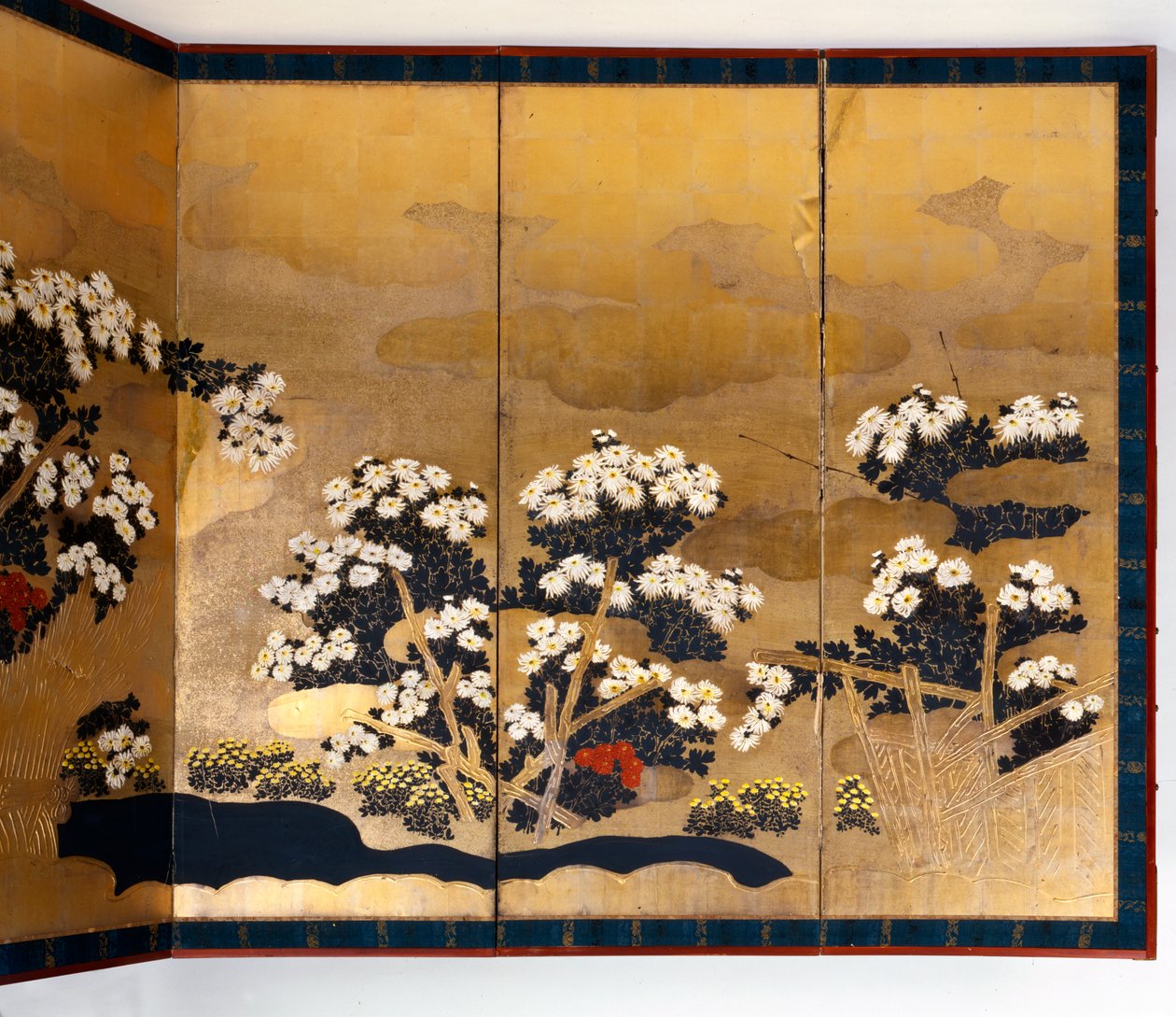 Képernyőpár 6 paneles arany háttérrel, Edo korszak, japán, 1600-1867 alkotó: Unbekannt