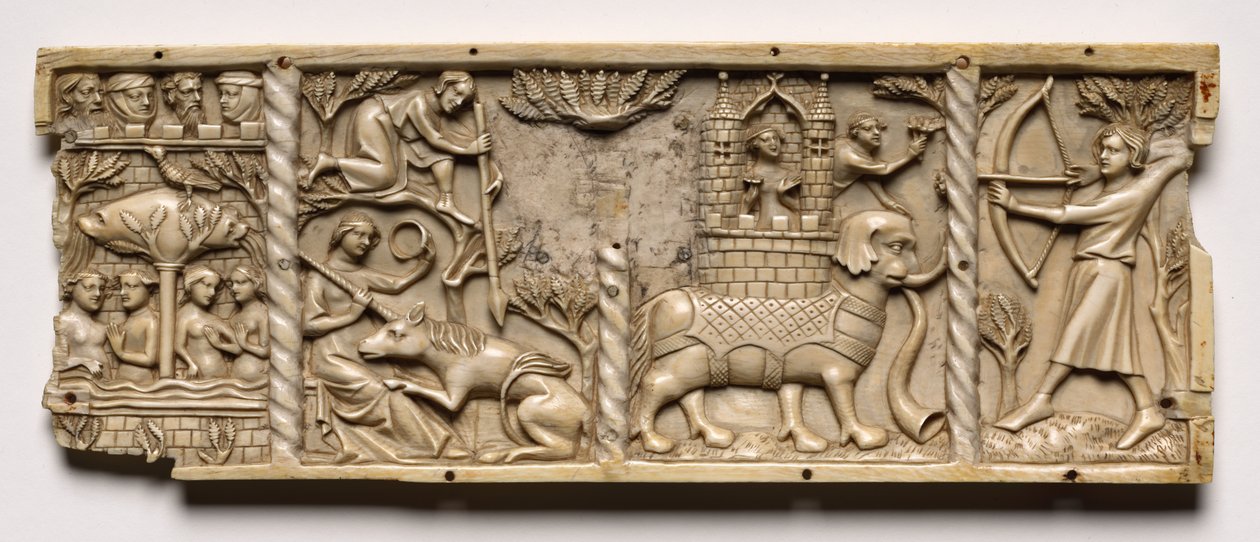 Panel egy koporsóból udvari románcok jeleneteivel, 1330-1350 vagy később. alkotó: Unbekannt