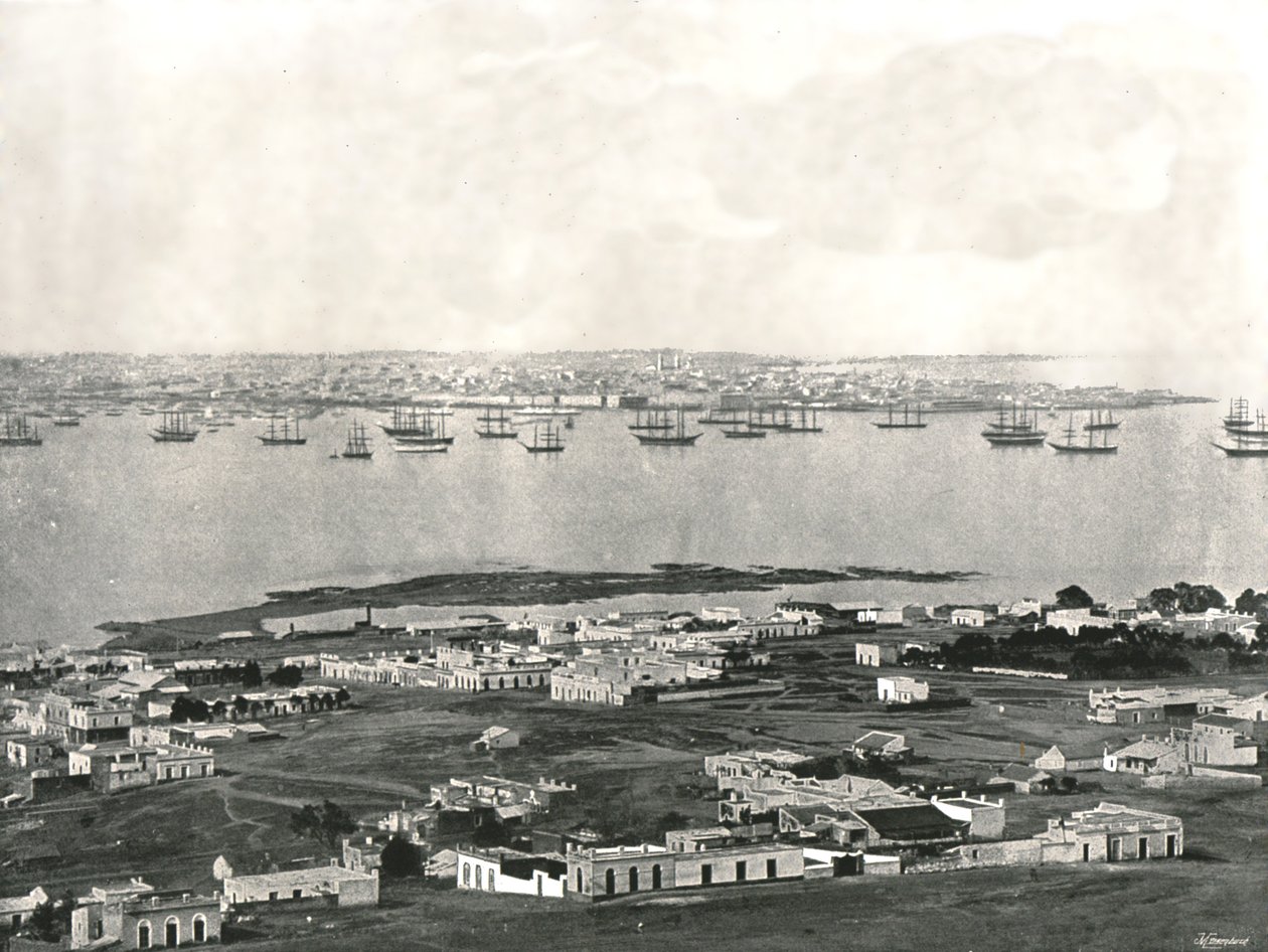 Panoráma a dombról, Montevideo, Uruguay, 1895. alkotó: Unbekannt