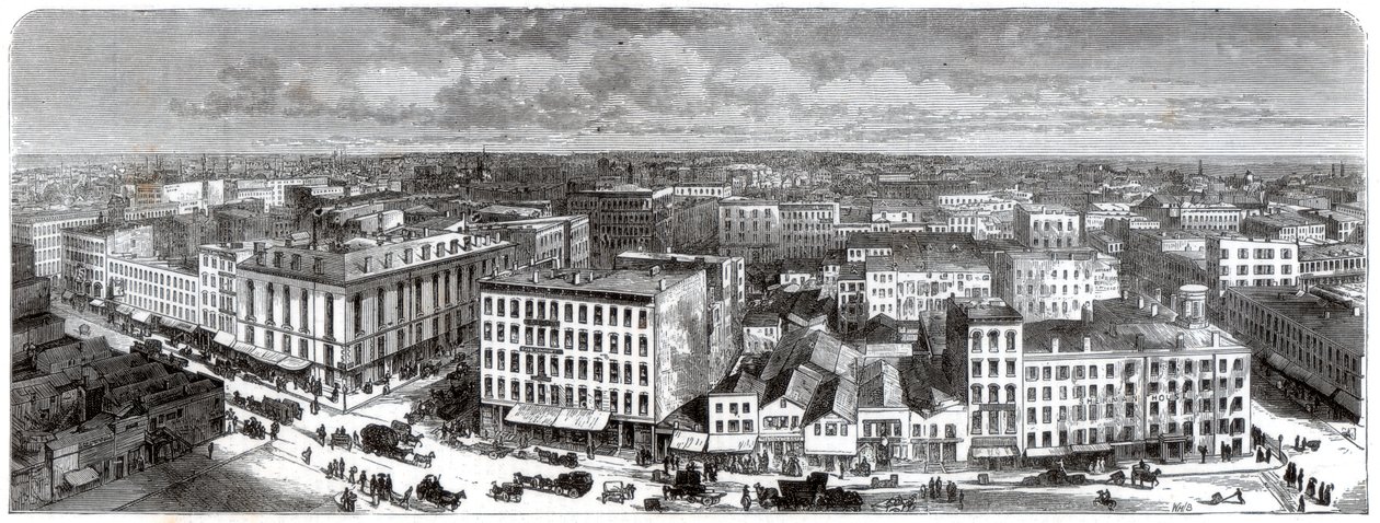 Chicagói panoráma a városháza tetejéről, USA, 1871 alkotó: Unbekannt
