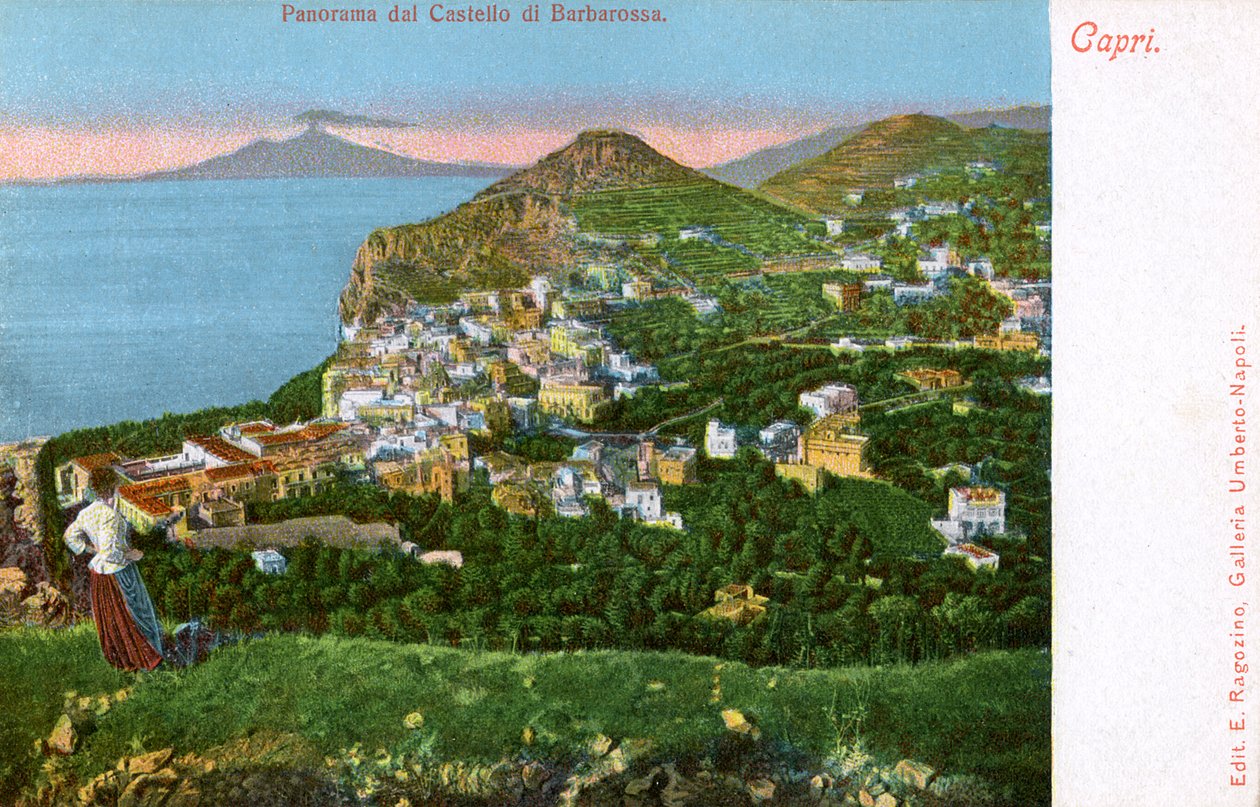 Panoráma a Castello di Barbarossa-ra, Capri, Olaszország, XX. század eleje alkotó: Unbekannt
