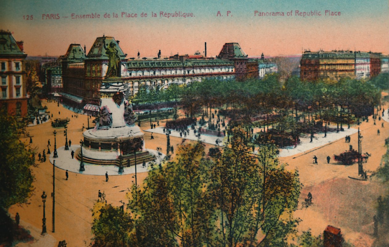Panoráma a Place de la Republique-ra, Párizs, 1920 alkotó: Unbekannt