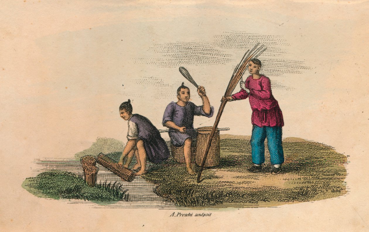Papírgyártás Kínában, AD 105, c1850 alkotó: Unbekannt