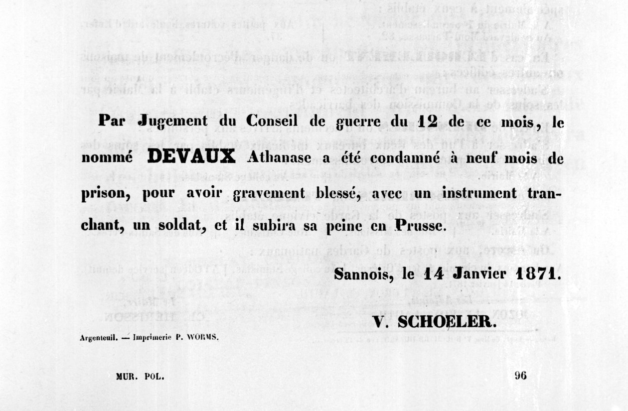 A Tanács ítélete alapján, a Párizsi Kommün francia politikai plakátjairól, 1871. január alkotó: Unbekannt