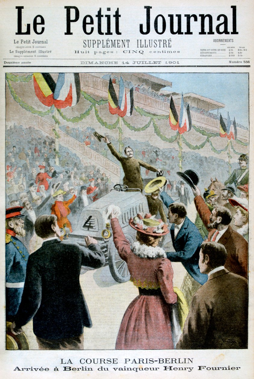 Párizsi berlini verseny, a győztes Henry Fournier érkezése, 1901 alkotó: Unbekannt