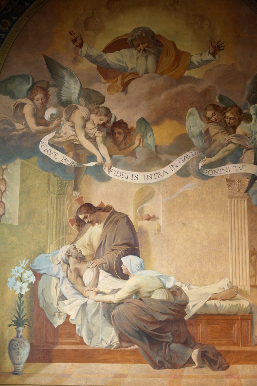 Párizs, Franciaország Saint-Francois-Xavier templomfestmény: Szent József halála, Henri Pinta (1915), Párizs, Franciaország alkotó: Unbekannt