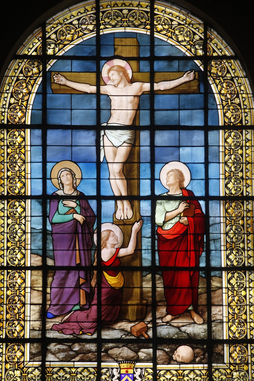Párizs, Franciaország Saint Roch templom ólomüveg: Krisztus a kereszten, Párizs, Franciaország alkotó: Unbekannt