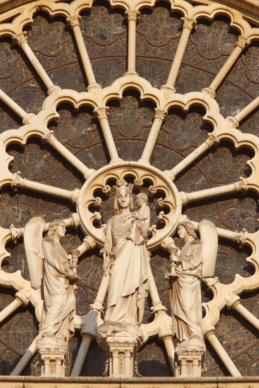 Párizsi Notre Dame székesegyház nyugati szárnya: Szűz és gyermek és angyalok, Párizs, Franciaország alkotó: Unbekannt