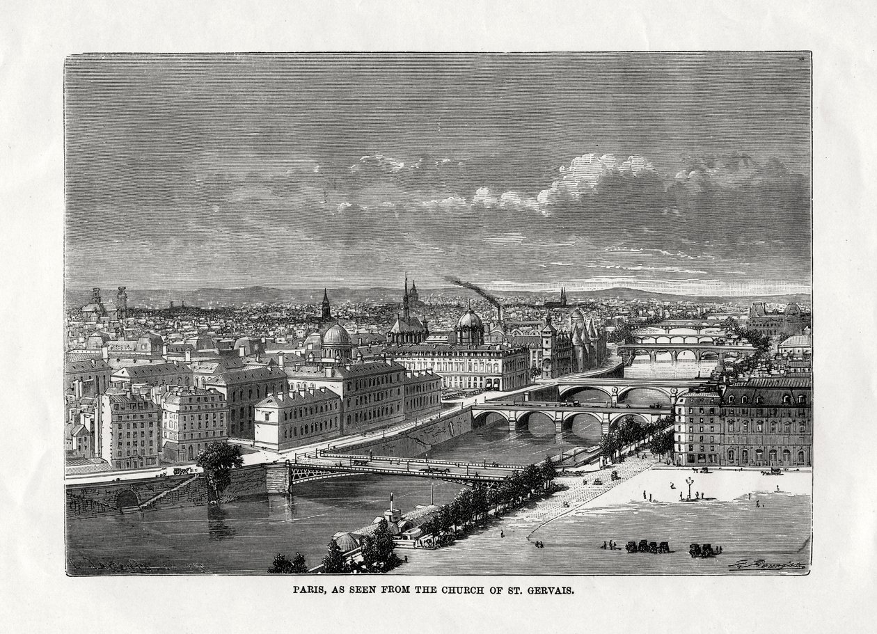 Párizs, a franciaországi St Gervais templomból nézve, 1879 alkotó: Unbekannt