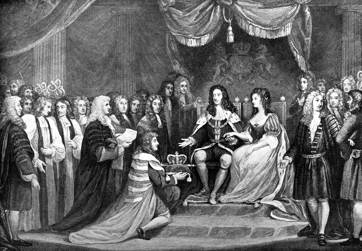 Koronát felajánló parlament Vilmosnak és Máriának, 1689, 18. század vége alkotó: Unbekannt