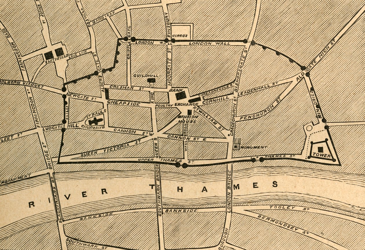 A modern London része, az ókori falat mutatja, 1897. alkotó: Unbekannt
