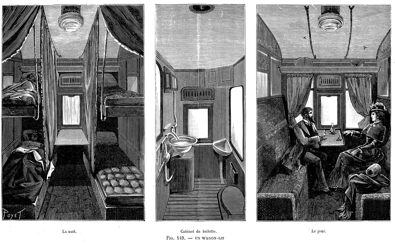 Egy francia vasúti kocsival megvilágított hálókocsi része, 1890 alkotó: Unbekannt