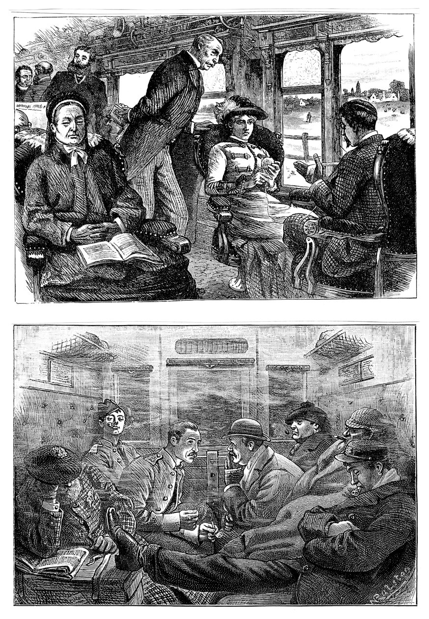 Utasok egy Londonból Glasgowba tartó vonaton, 1884 alkotó: Unbekannt