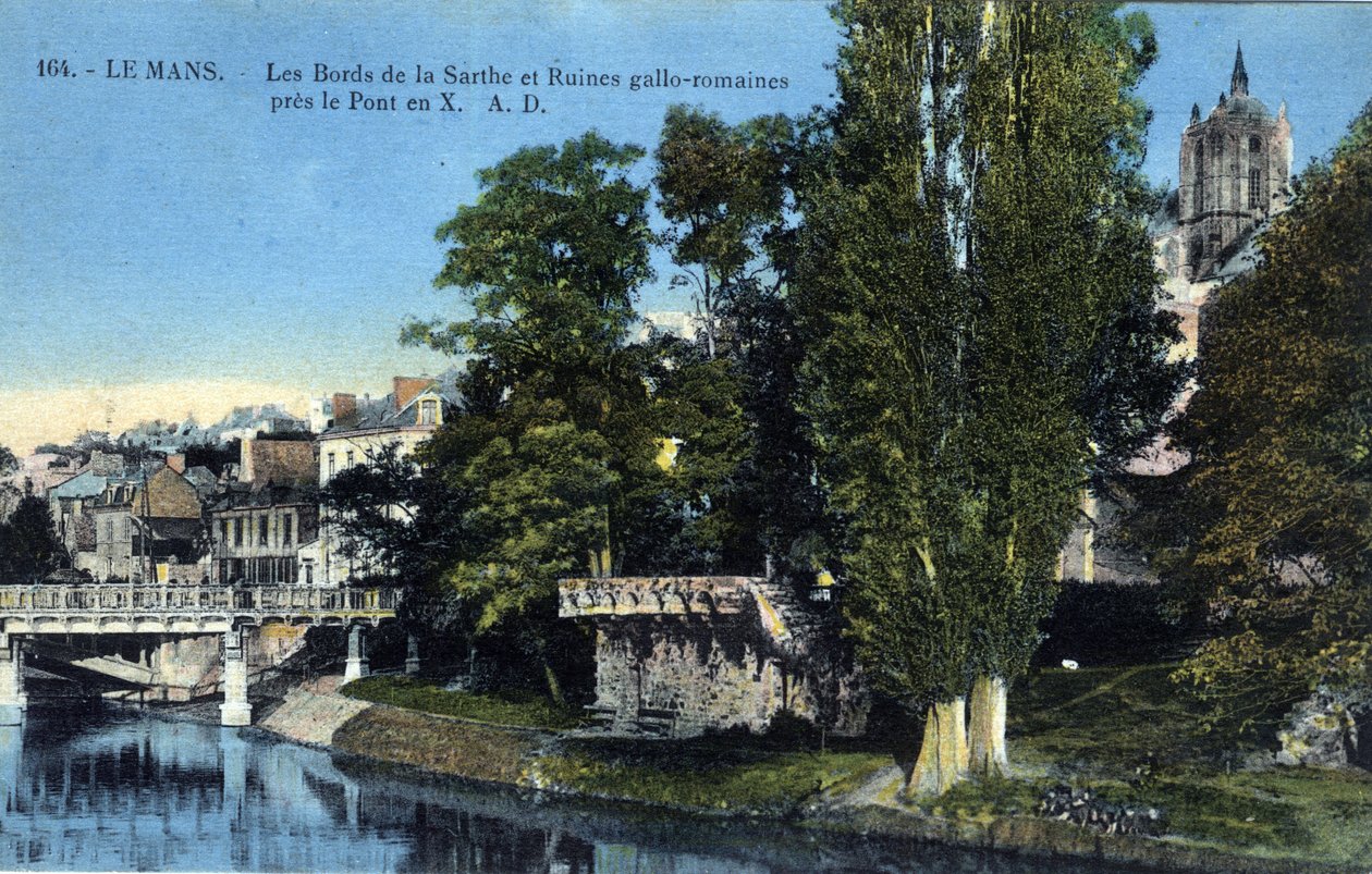 Pays de la Loire, Sarthe (72), Le Mans: a Sarthe partja és a római gallo romjai az „X híd” közelében” - Képeslap 19. század vége-XX. alkotó: Unbekannt