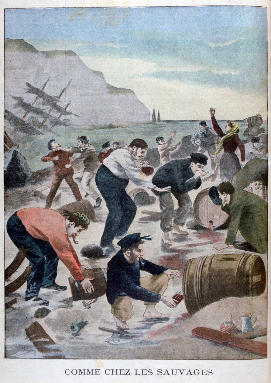 Emberek, akik tárgyakat mentettek ki egy hajótörésből az Isle of Wight-szigeten, 1902 alkotó: Unbekannt