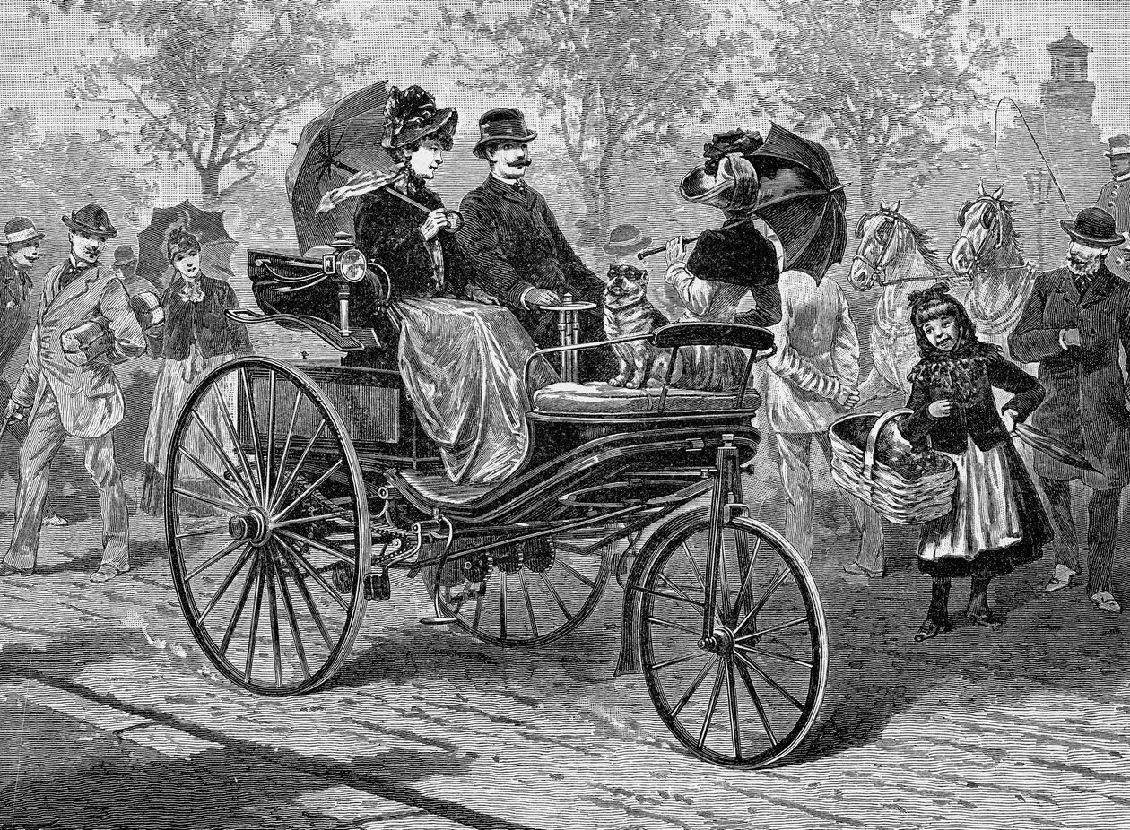 Benz & Co. benzinüzemű autója, 16 km/óra sebességre, 1890-es évek alkotó: Unbekannt