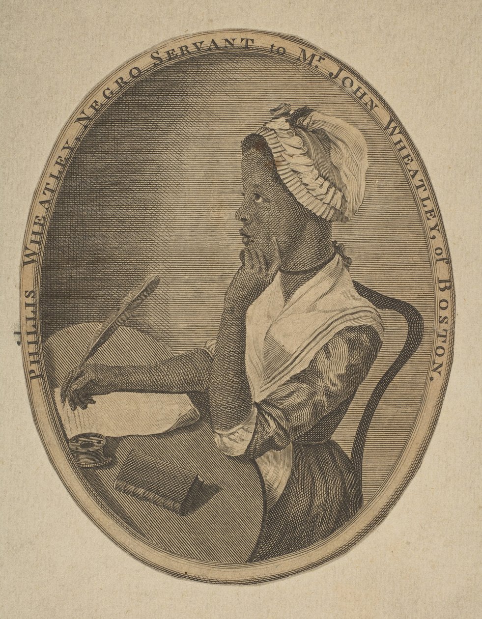 Phillis Wheatley, Mr. John Wheatley fekete szolgája Bostonból, kb. 1773. alkotó: Unbekannt