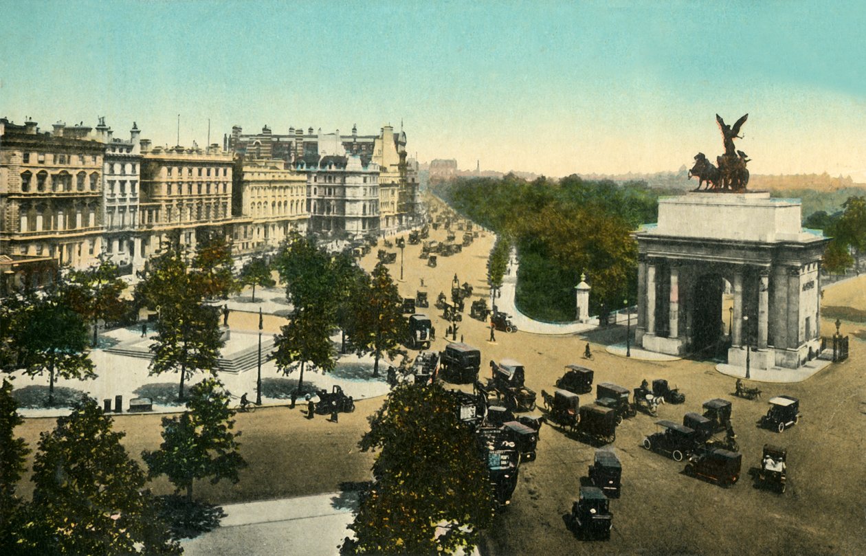 Piccadilly a Hyde Park Cornerből, London, 1915. alkotó: Unbekannt