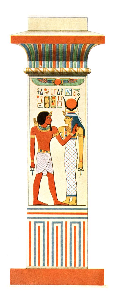 Pilaszter az Amenophis III Amun-Re-templomból, Karnakban, Egyiptomban, 1928. alkotó: Unbekannt