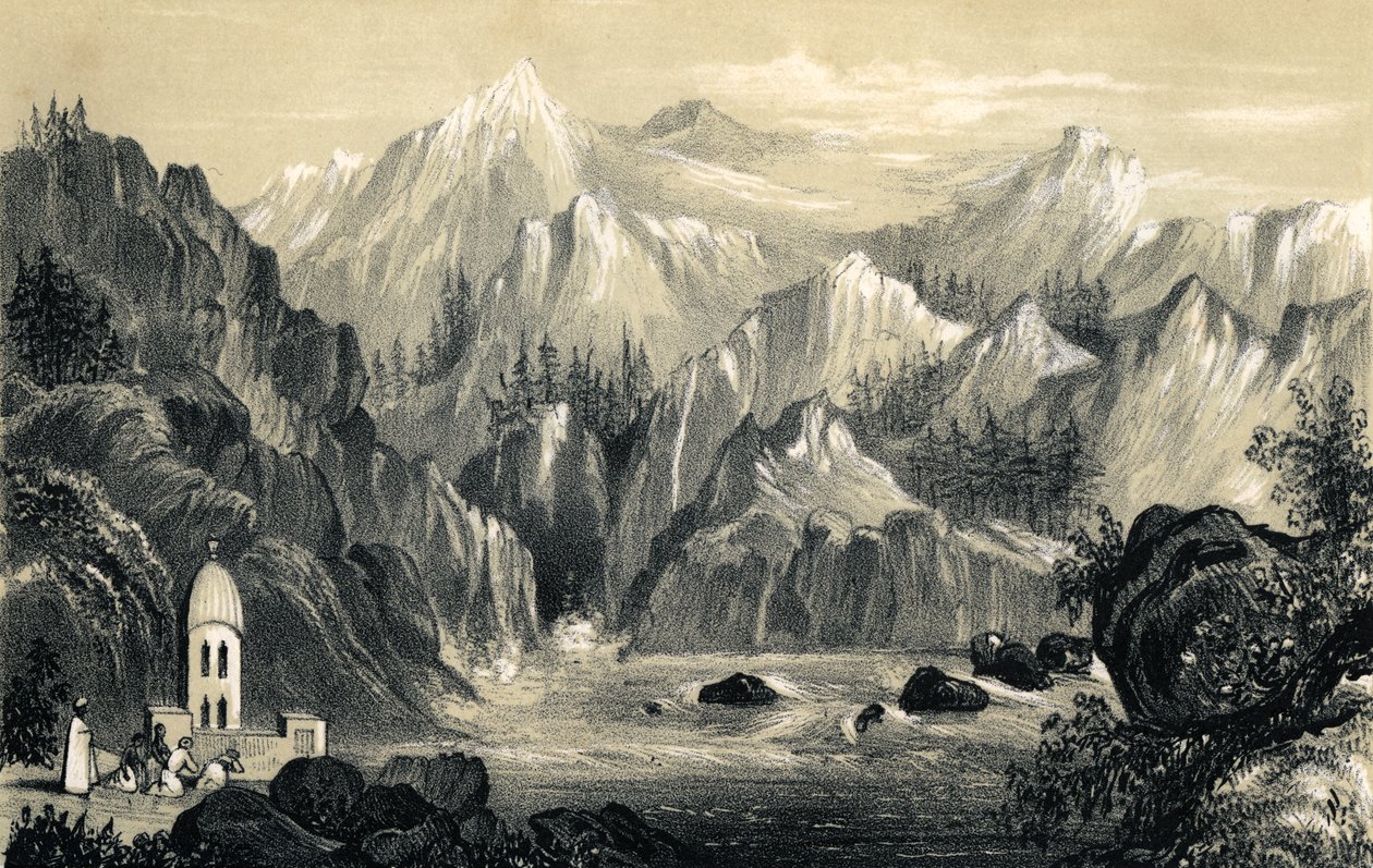 Zarándokok a Gangesz forrásánál, India, 1847 alkotó: Unbekannt