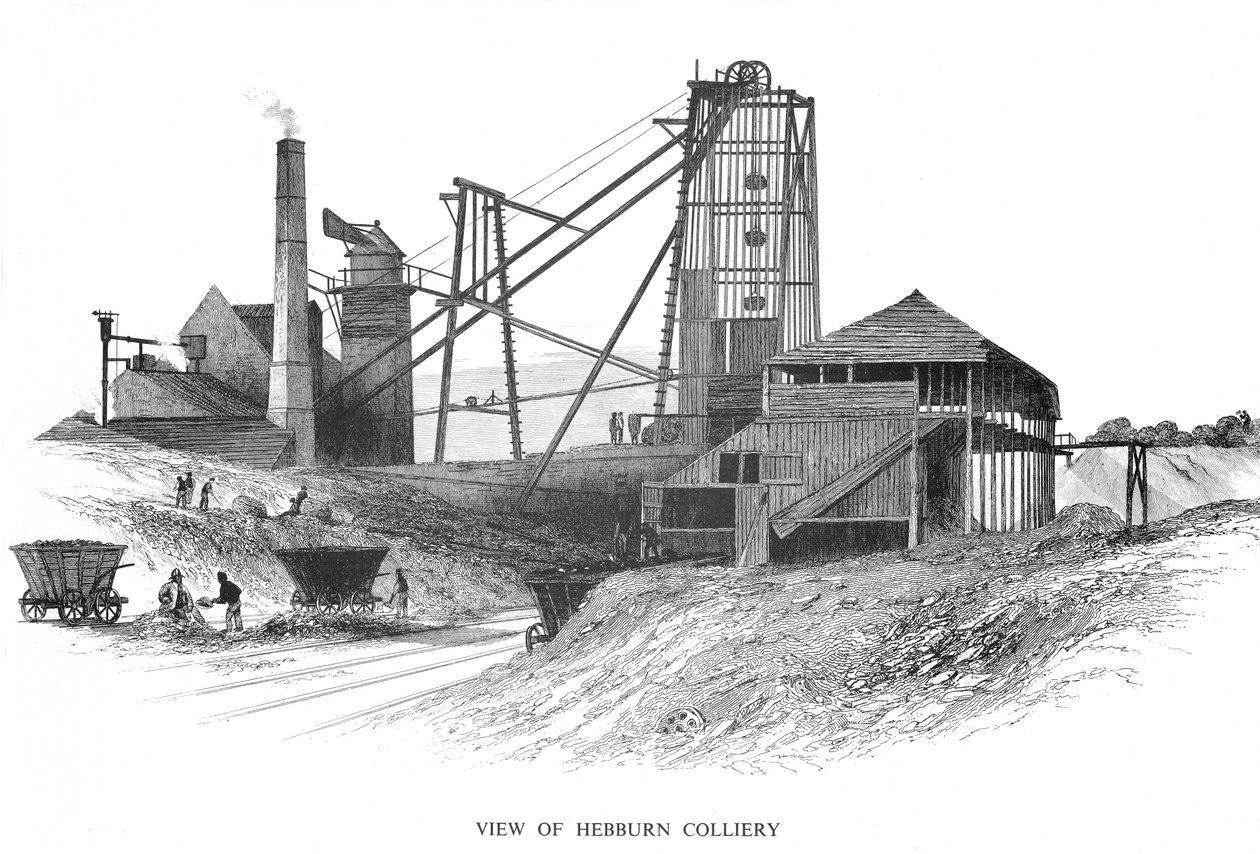 Pithead a Hebburn Colliery-nél, Newcastle-upon-Tyne körzet, 1860 alkotó: Unbekannt