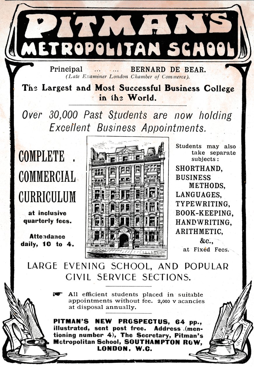 Pitmans Metropolitan School, 1906. alkotó: Unbekannt