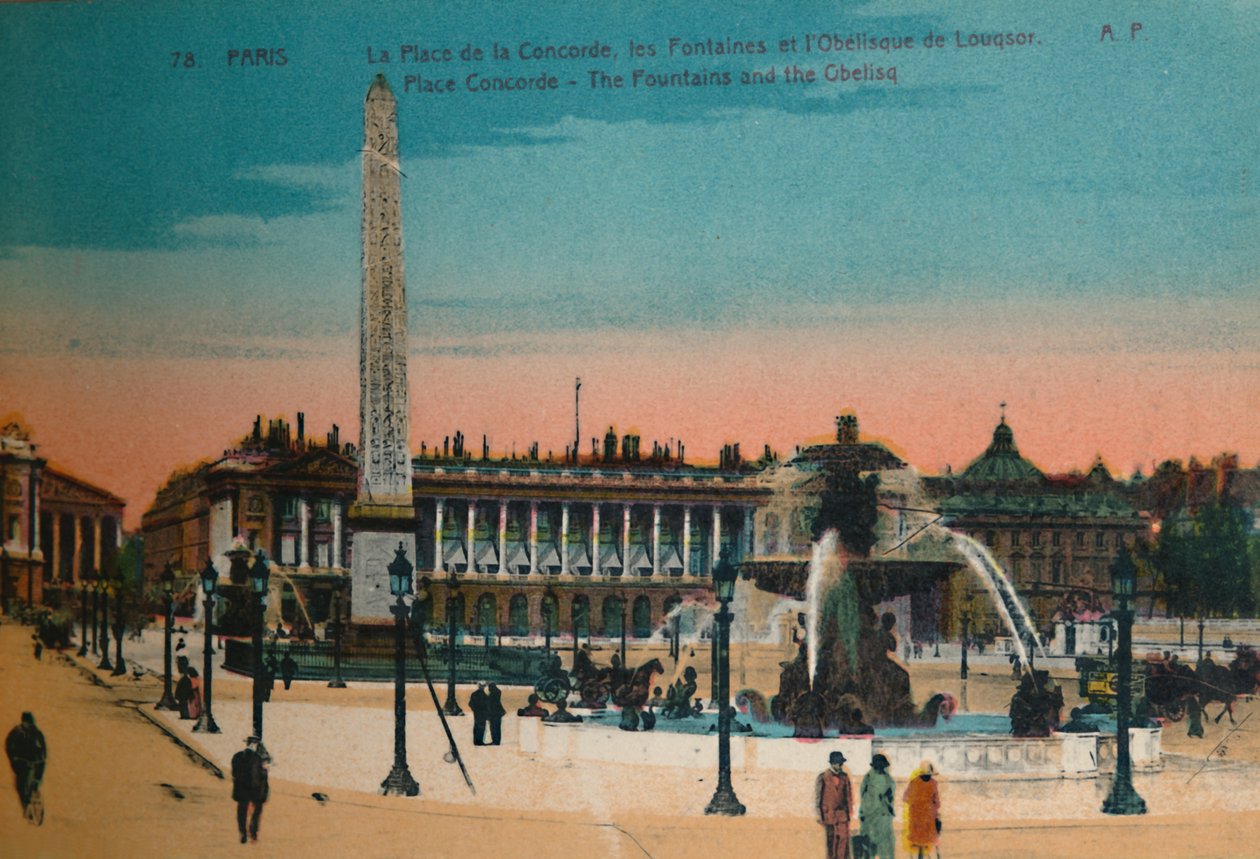 Place de la Concorde – A szökőkutak és a luxori obeliszk, Párizs, 1920 alkotó: Unbekannt