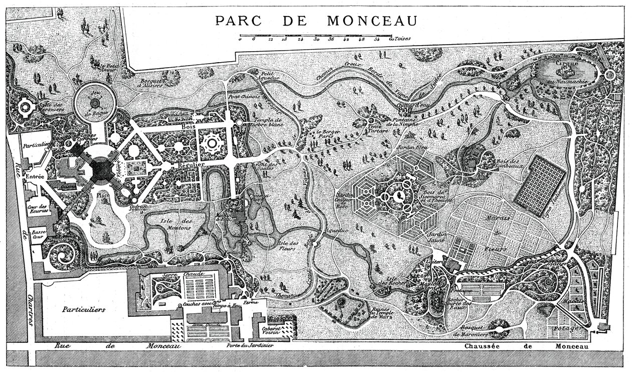 A Monceau Park terve, Párizs, 1778, 1885 alkotó: Unbekannt