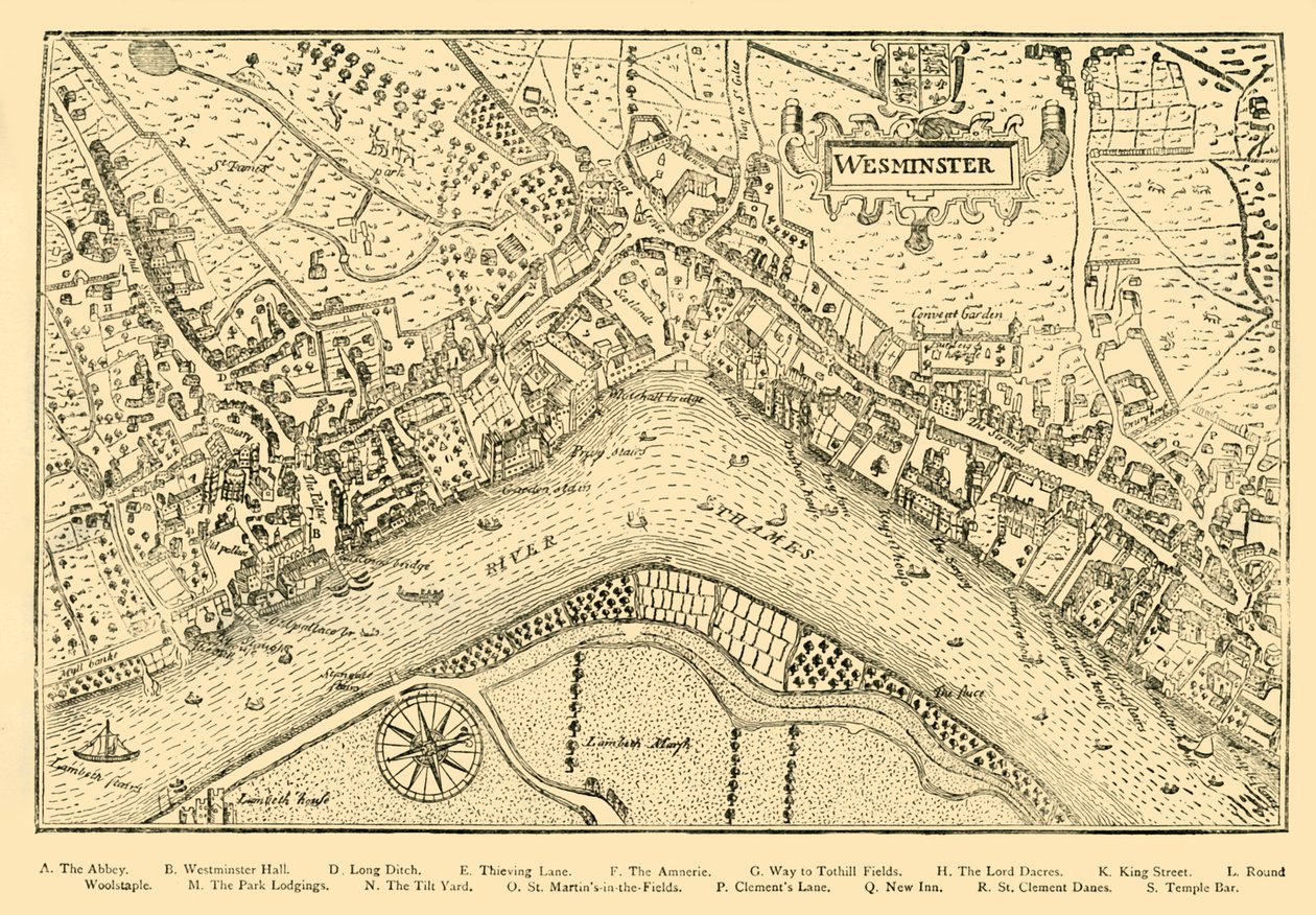 Westminster terve. A Nordens felmérésből, Erzsébet királyné uralkodása idején, 1593, 1881. alkotó: Unbekannt